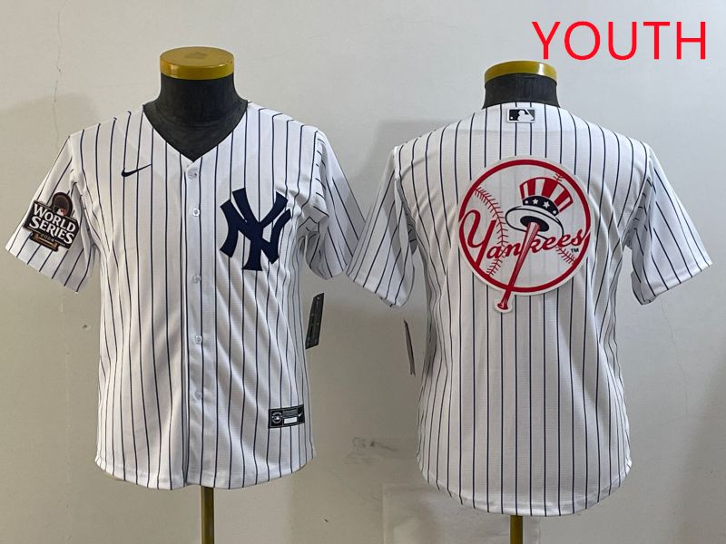 Youth New York Yankees Blank White Stripe Game 2025 Nike MLB Jersey style 12->youth mlb jersey->Youth Jersey